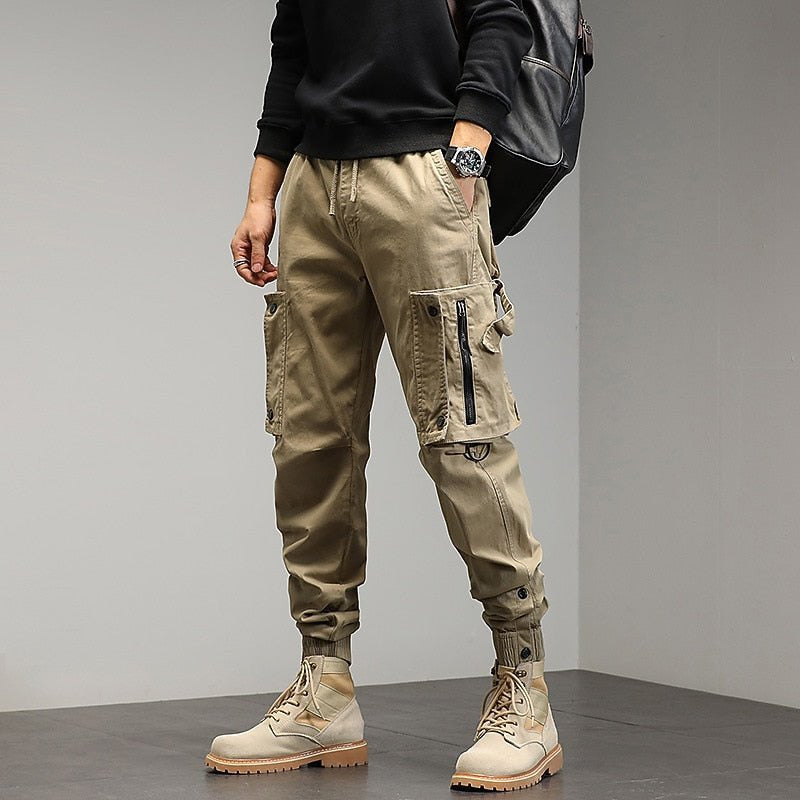 Cargohose Herren mit Zip-Seitentasche und Beinbündchen - Khaki #Farbe_Khaki