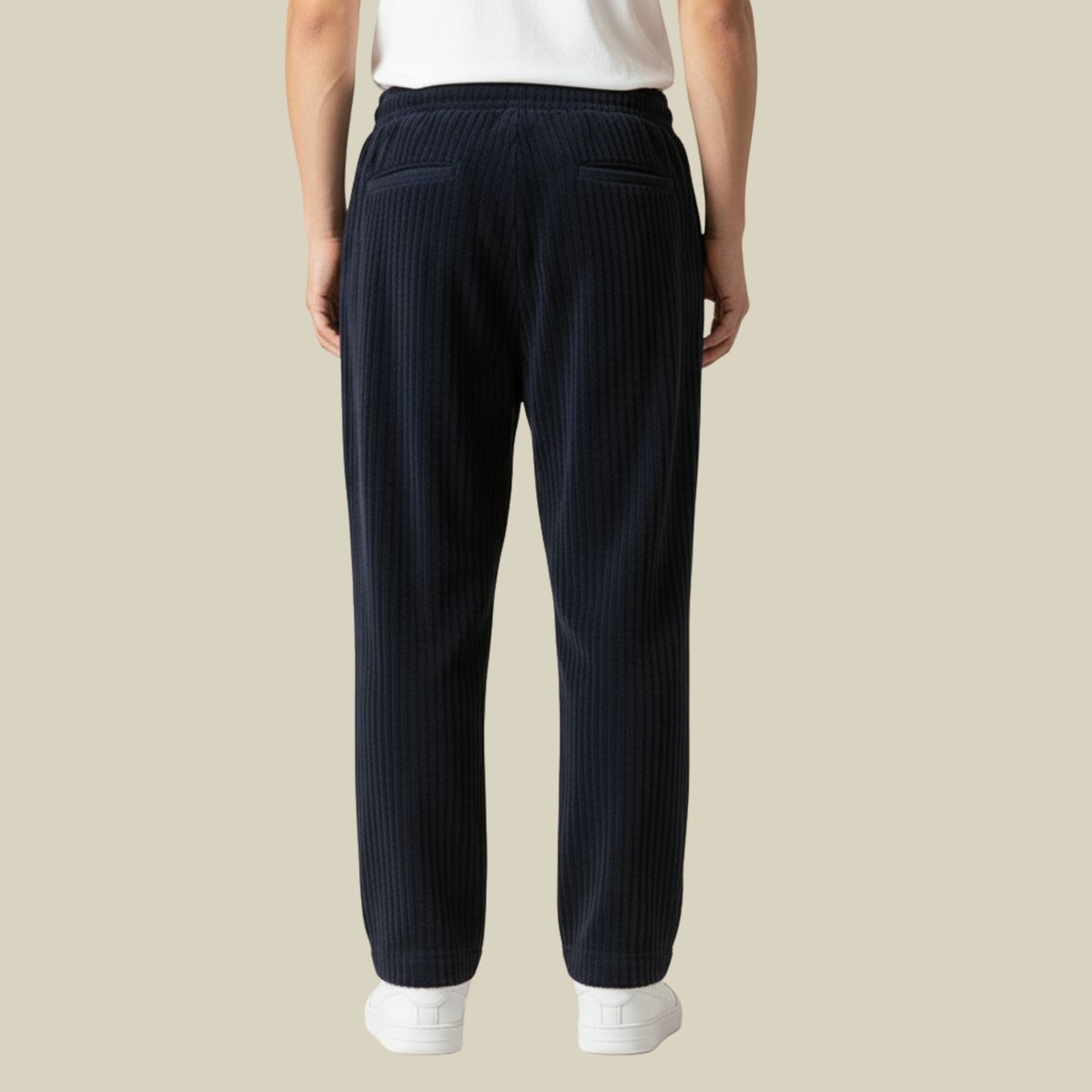 Cordhose Herren mit breiten Rippen und langem Kordelzug - Marineblau #Farbe_Marineblau