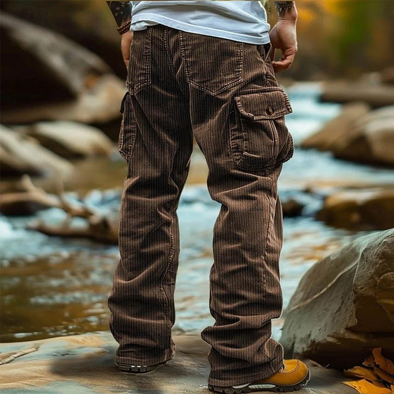 Cordhose Herren mit Cargotaschen und geknöpften Klappen - Braun #Farbe_Braun