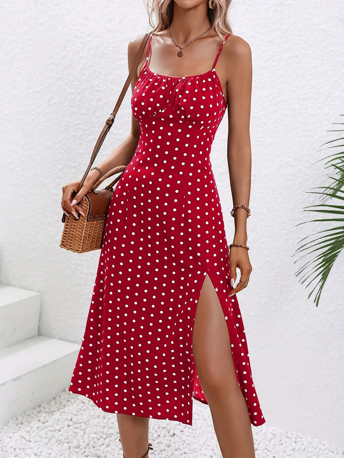 Damen Kleid midi mit Blumenmuster und seitlichem Schlitz