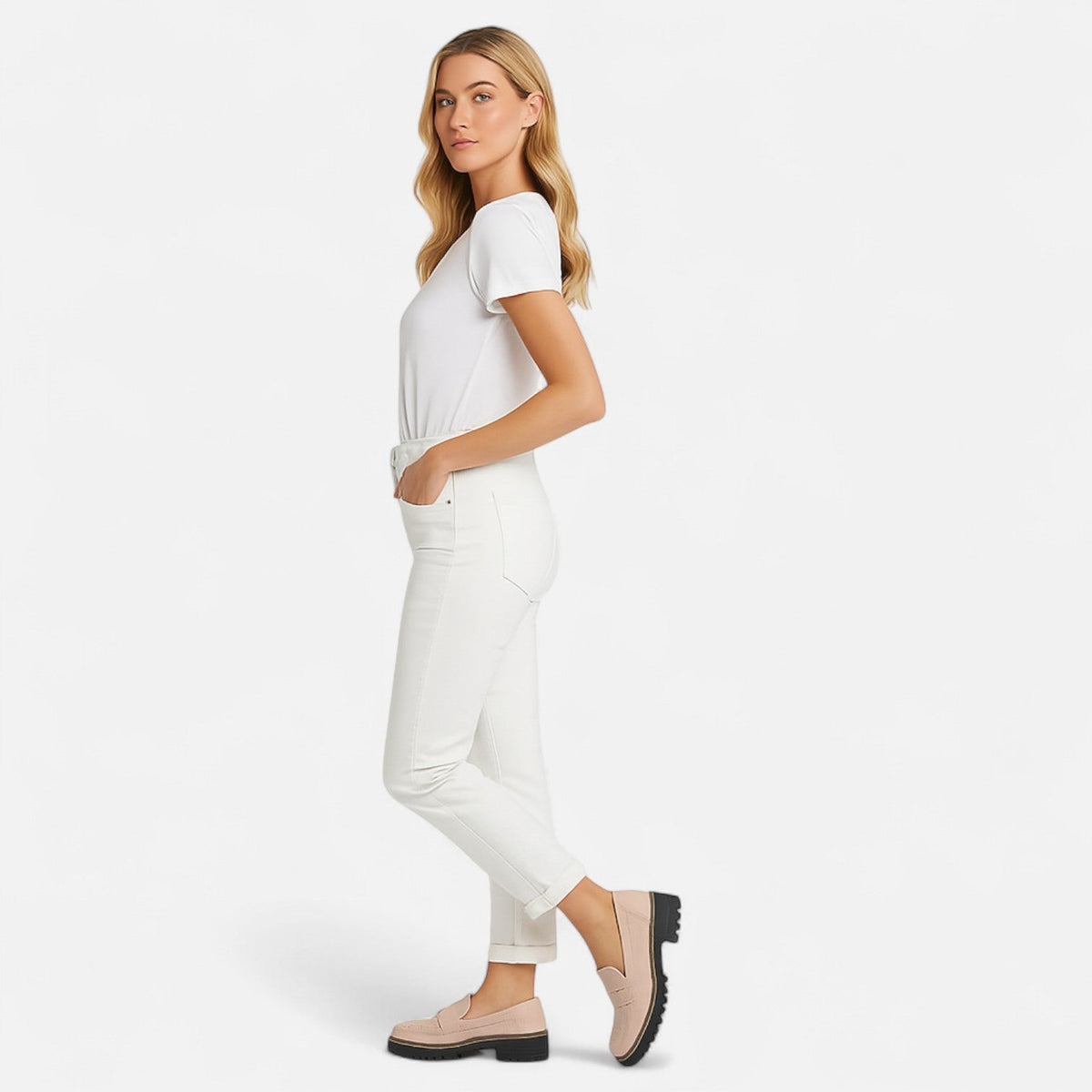 Damen Loafer in Wildlederoptik mit Profilsohle