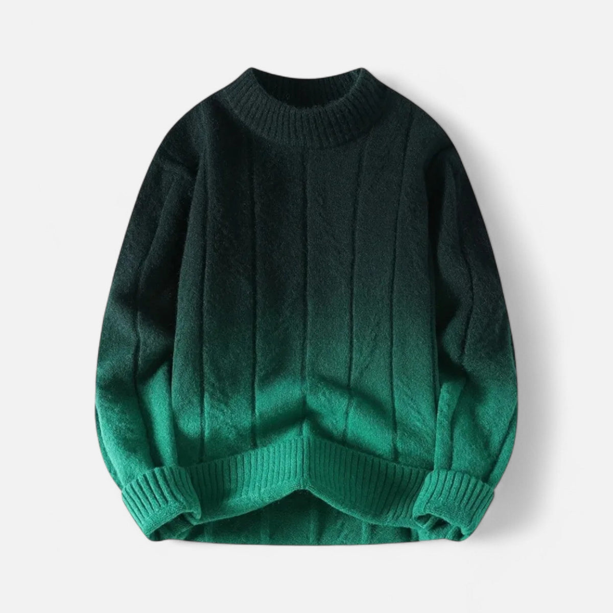 Damen Oversize Pullover mit Farbverlauf und Rundhals - Grün