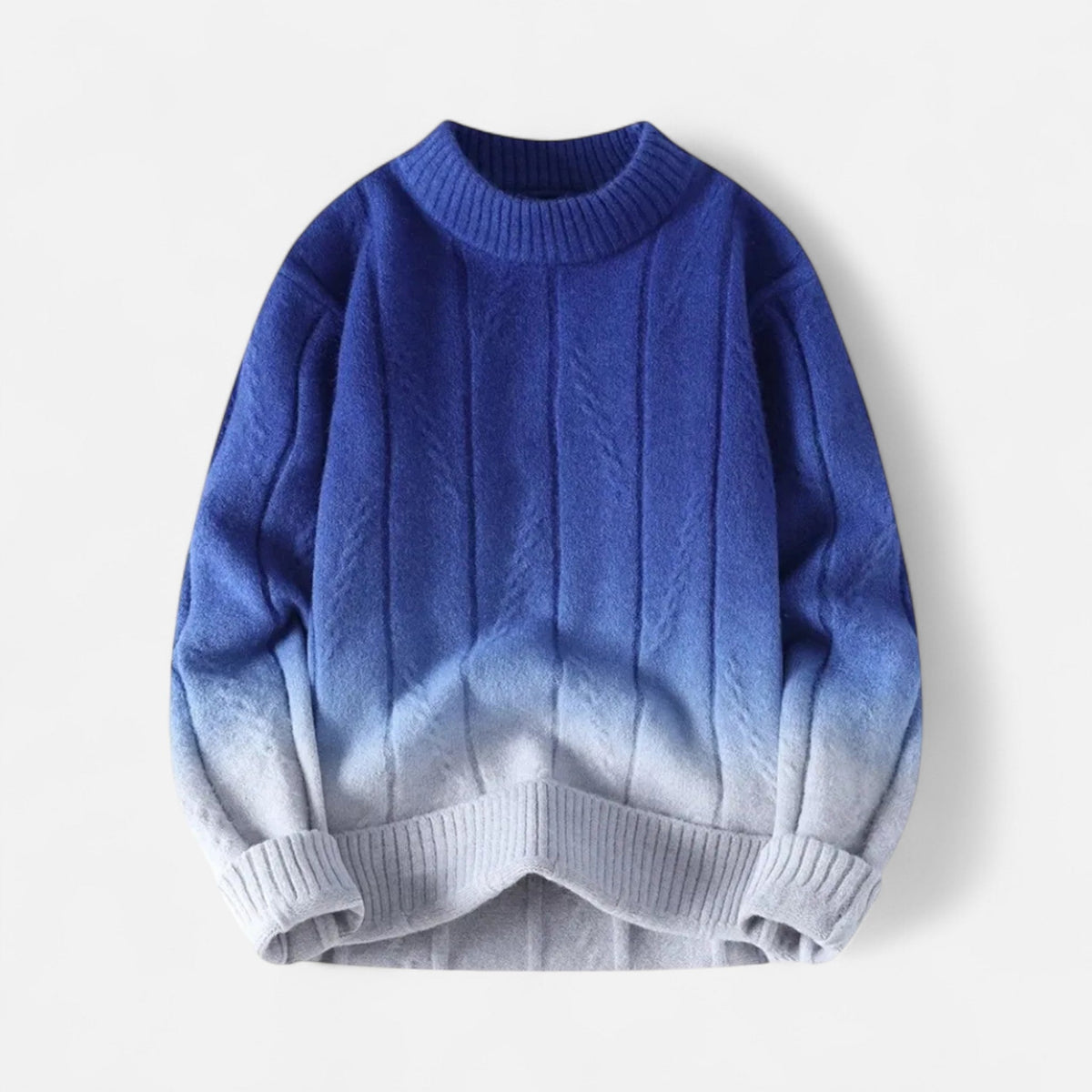 Damen Oversize Pullover mit Farbverlauf und Rundhals - Blau