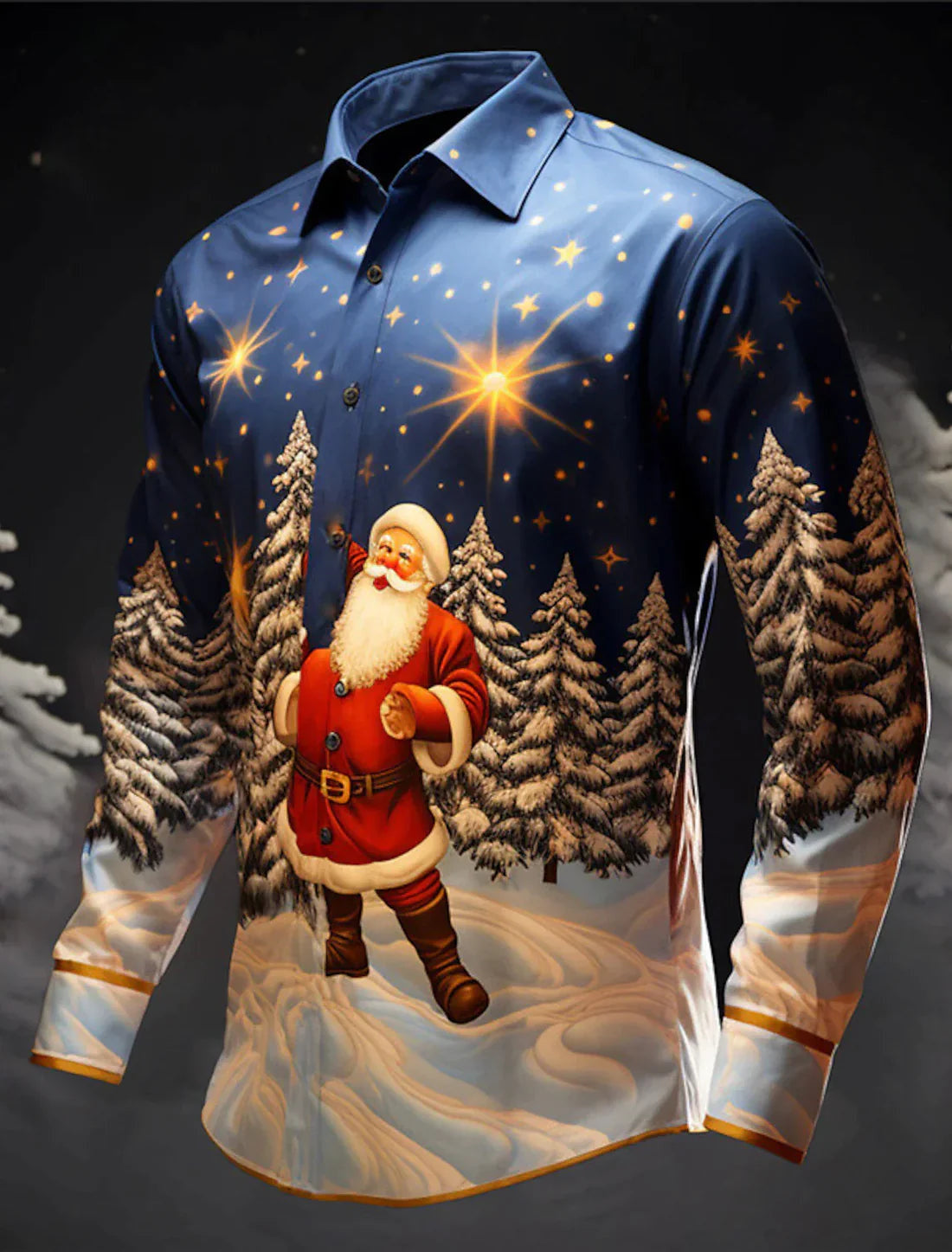 Hemd Herren mit Weihnachtsmotiv und langen Ärmeln - Blau #Farbe_Blau