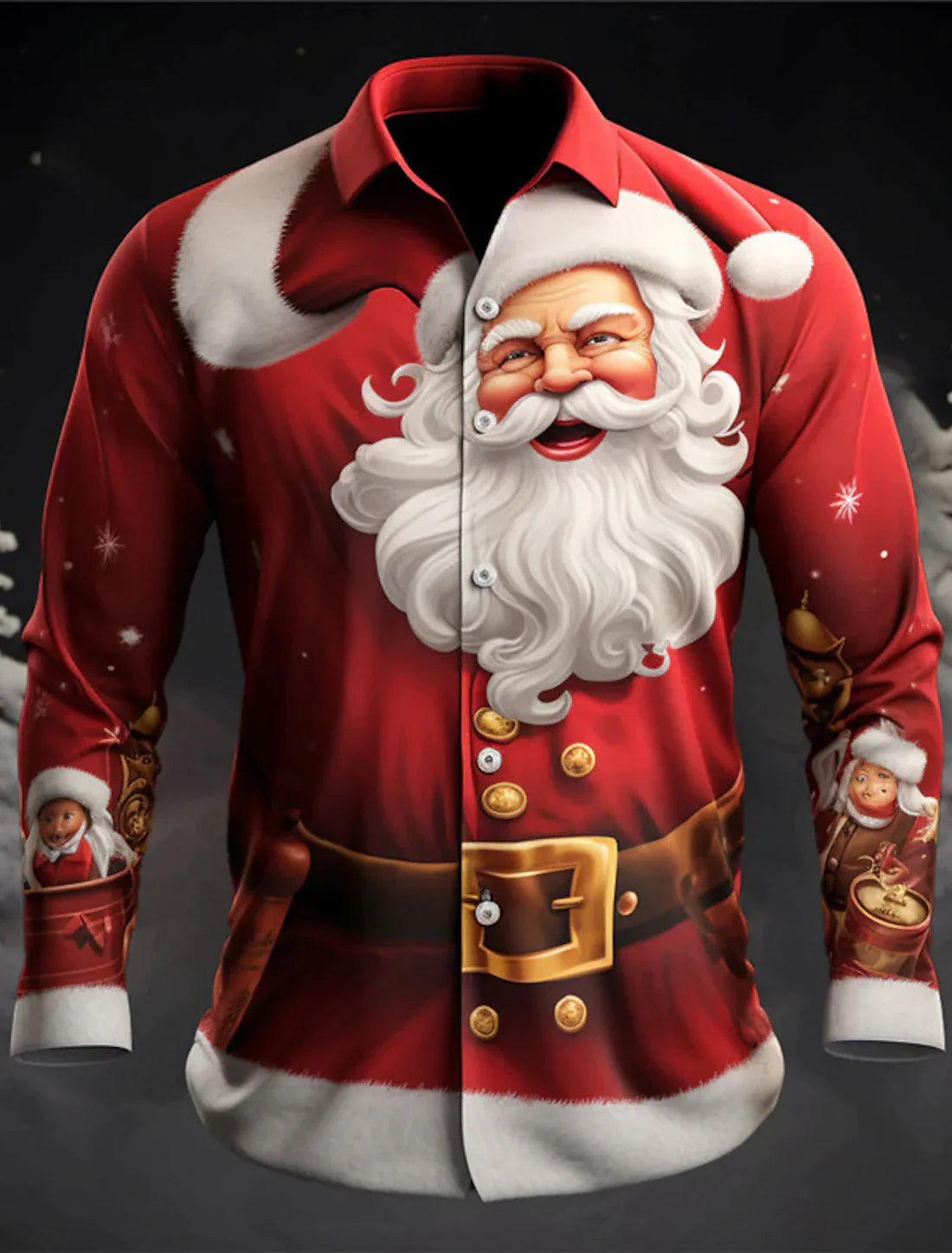 Hemd Herren mit Weihnachtsmotiv und langen Ärmeln - Rot mit Weiss #Farbe_Rot mit Weiss