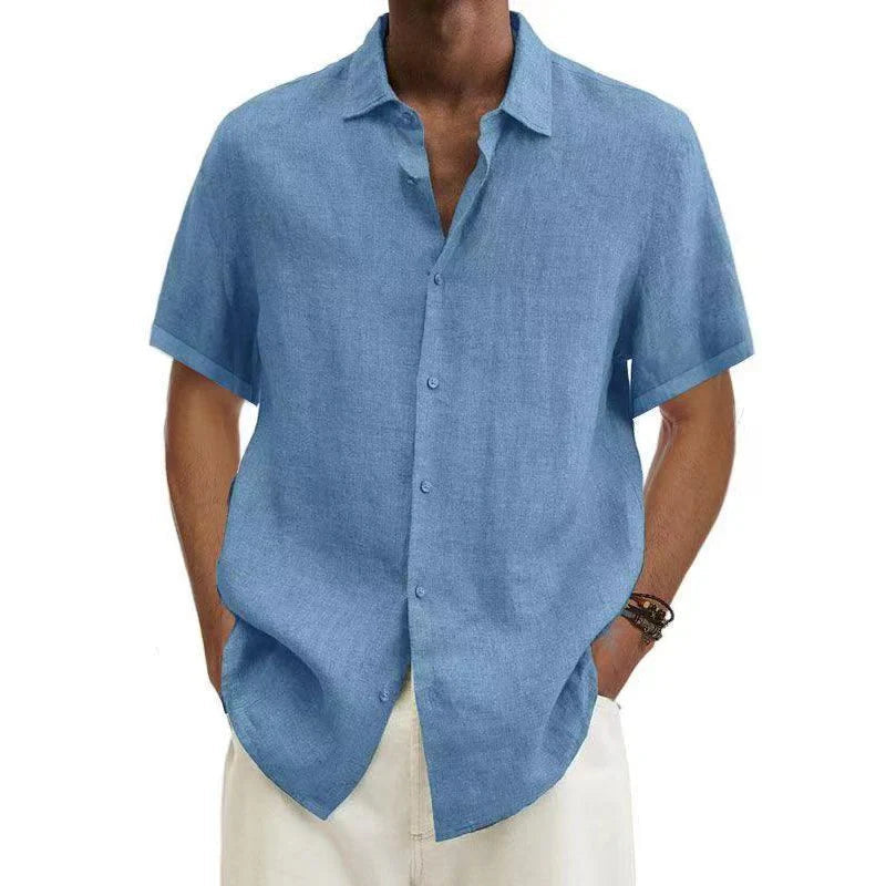 Herrenhemd kurzarm mit spitzem Kragen und glatter Front - Blau #Farbe_Blau