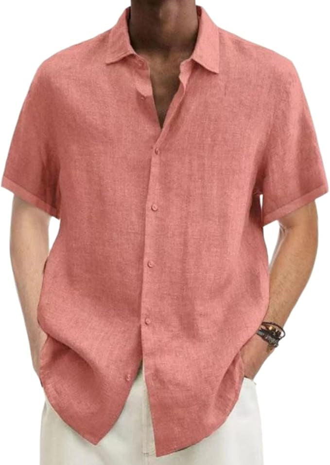 Herrenhemd kurzarm mit spitzem Kragen und glatter Front - Rosa #Farbe_Rosa
