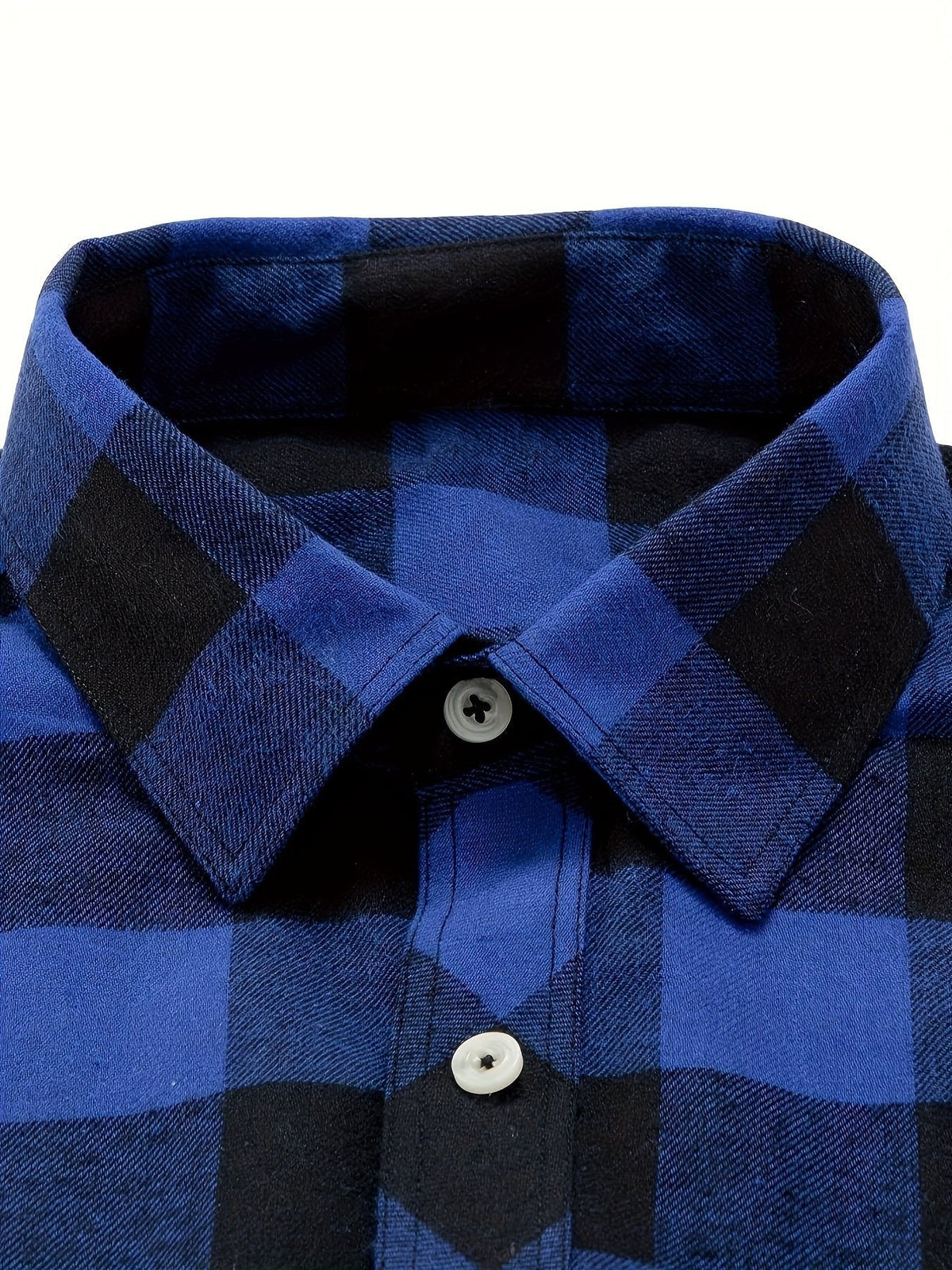 Herrenhemd mit Blockkaros und zwei geknöpften Brusttaschen - Marineblau #Farbe_Marineblau
