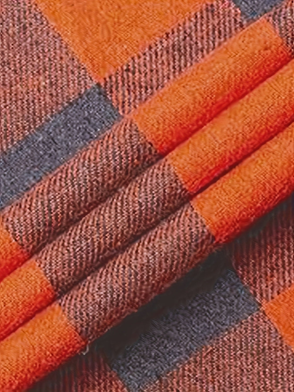 Herrenhemd mit Blockkaros und zwei geknöpften Brusttaschen - Orangerot #Farbe_Orangerot