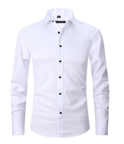 Herrenhemd mit glatter Front und spitzem Umlegekragen - Weiss #Farbe_Weiss