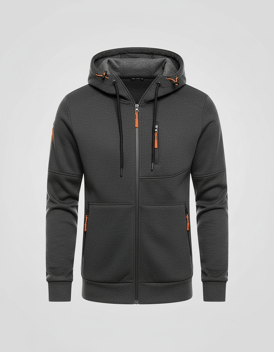 Hoodie Herren mit Reissverschluss und Brusttasche - Dunkelgrau #Farbe_Dunkelgrau
