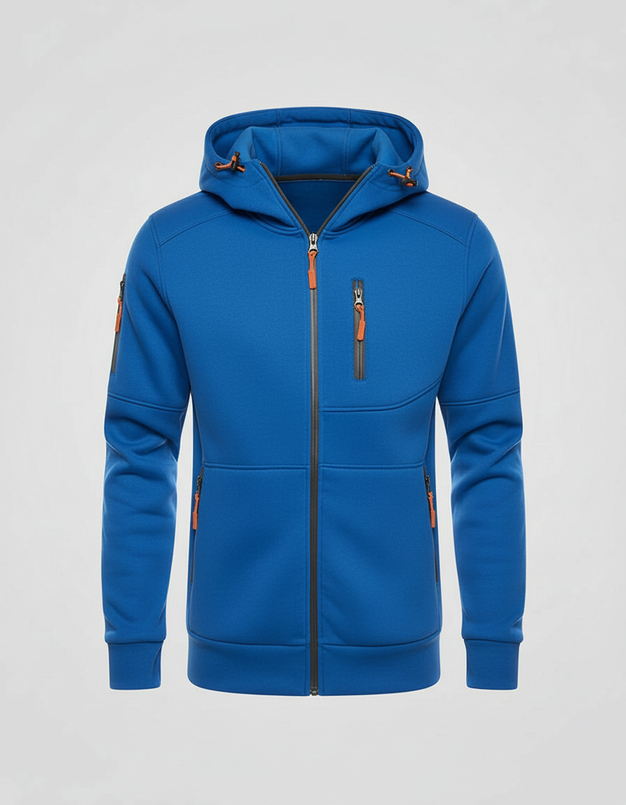 Hoodie Herren mit Reissverschluss und Brusttasche - Blau #Farbe_Blau