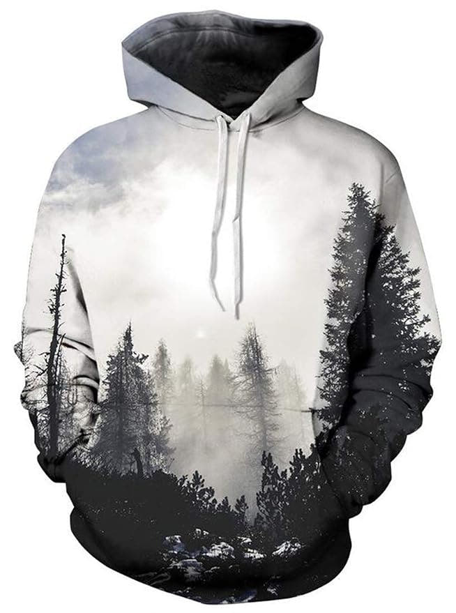 Hoodie Herren mit Waldmotiv und durchgehendem Fotodruck - Mehrfarbig #Farbe_Mehrfarbig
