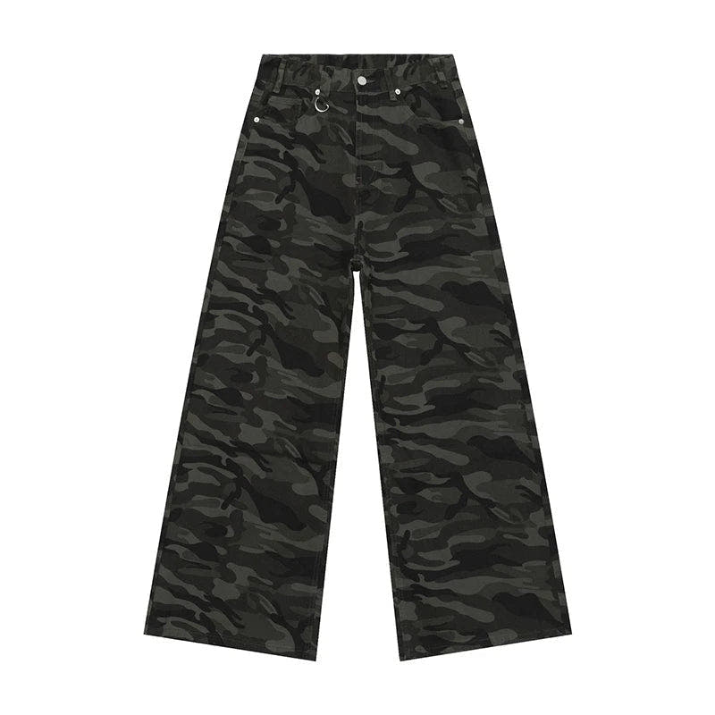 Hose Herren in Denim-Optik mit weitem Bein und Ringdetail - Camouflage #Farbe_Camouflage
