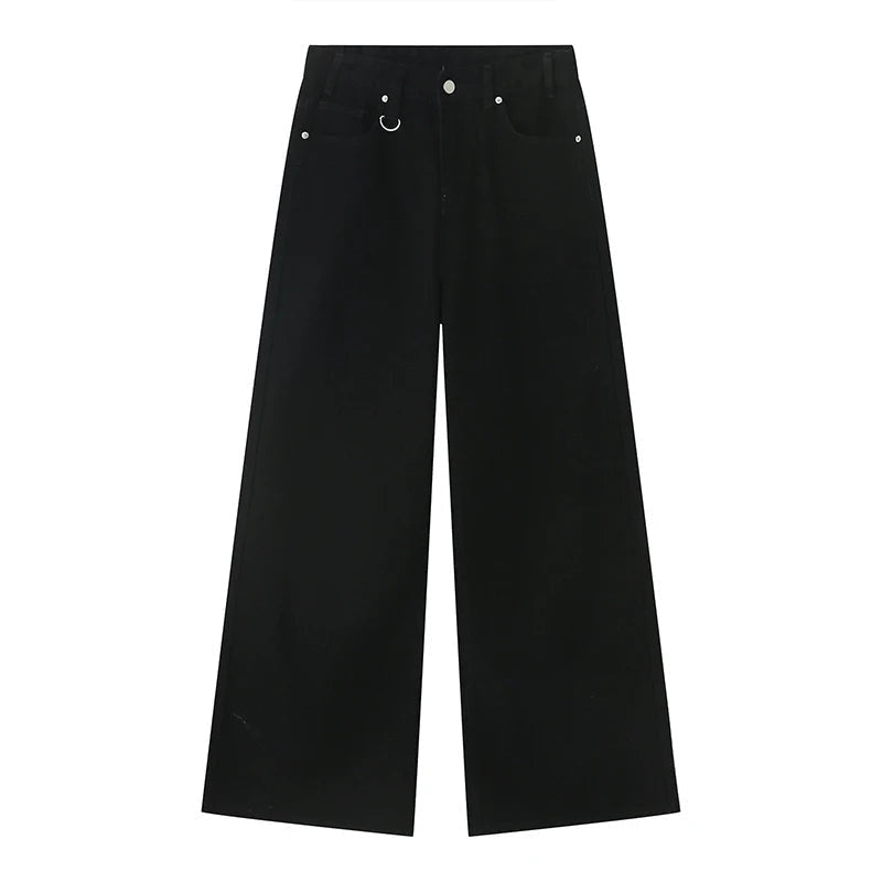 Hose Herren in Denim-Optik mit weitem Bein und Ringdetail - Schwarz #Farbe_Schwarz