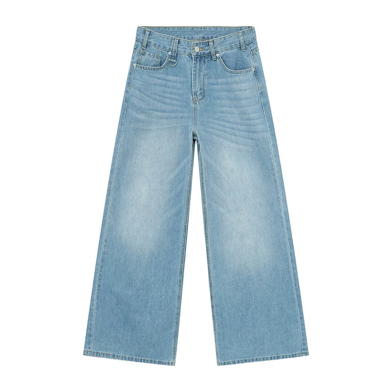 Hose Herren in Denim-Optik mit weitem Bein und Ringdetail - Hellblau #Farbe_Hellblau
