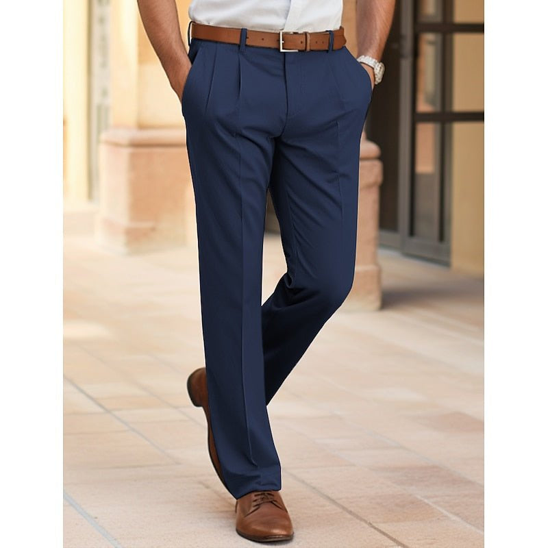 Hose Herren mit Bundfalte und schrägen Tascheneingriffen - Marineblau #Farbe_Marineblau