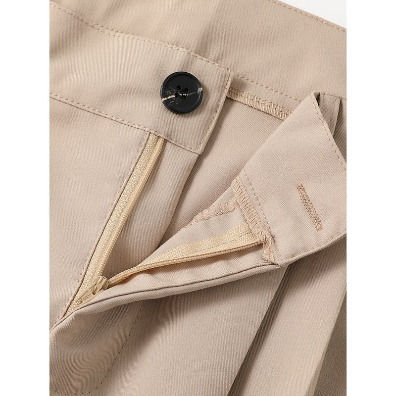 Hose Herren mit Bundfalte und schrägen Tascheneingriffen - Khaki #Farbe_Khaki
