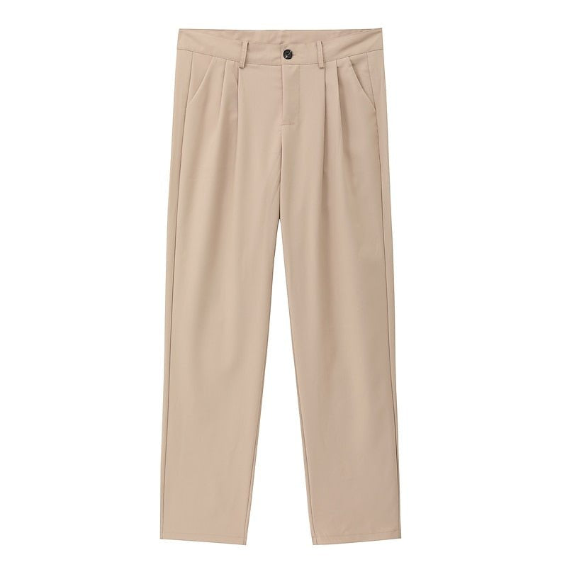 Hose Herren mit Bundfalte und schrägen Tascheneingriffen - Khaki #Farbe_Khaki
