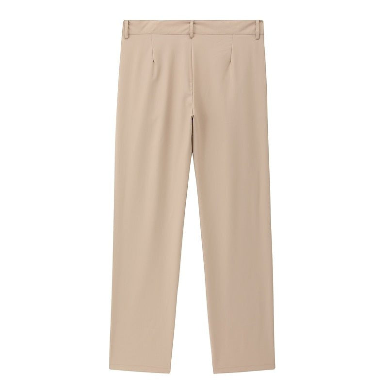Hose Herren mit Bundfalte und schrägen Tascheneingriffen - Khaki #Farbe_Khaki