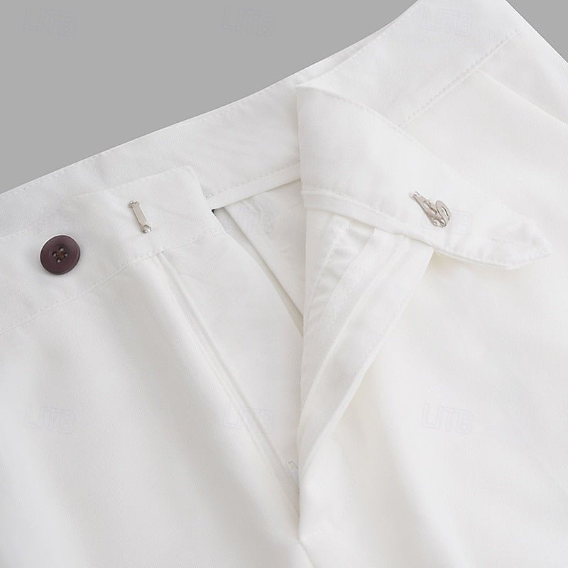 Hose Herren mit Bundfalten und verdecktem Frontverschluss - Weiss #Farbe_Weiss