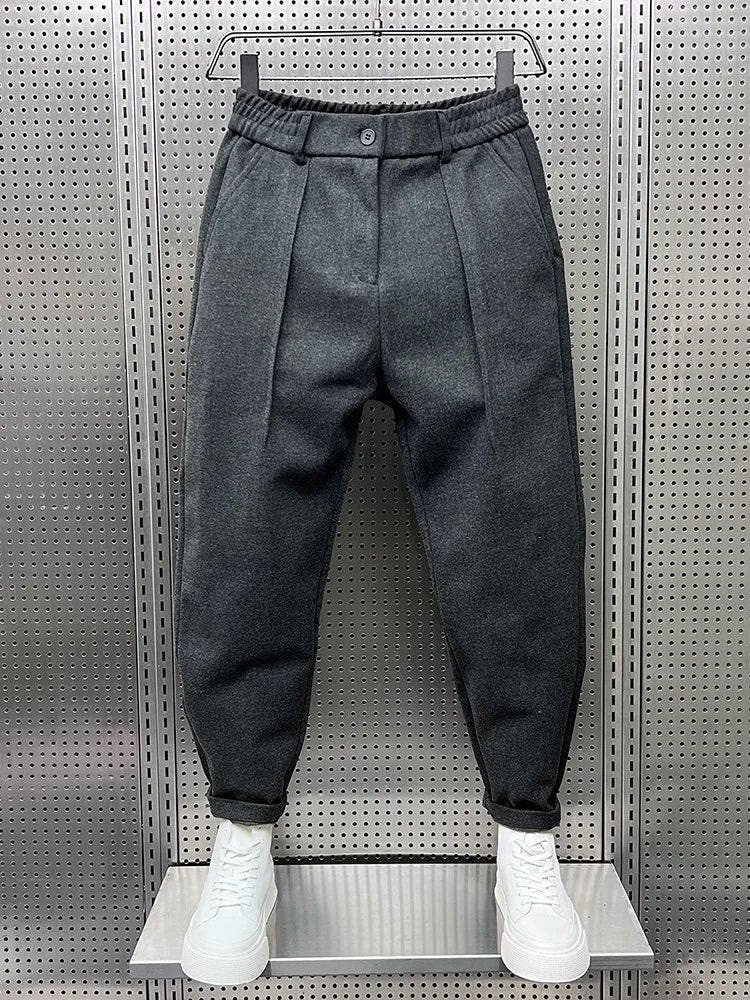 Hose Herren mit doppelten Bundfalten und schmalem Bein - Grau #Farbe_Grau