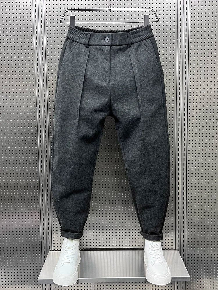Hose Herren mit doppelten Bundfalten und schmalem Bein - Grau #Farbe_Grau