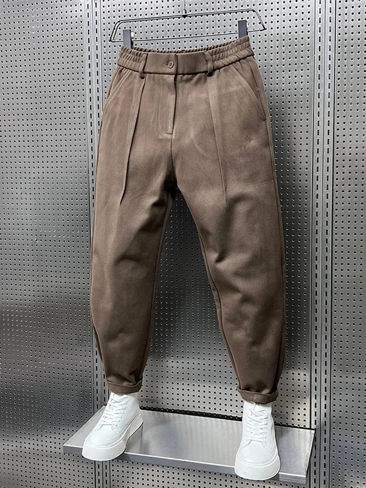 Hose Herren mit doppelten Bundfalten und schmalem Bein - Kaffeebraun #Farbe_Kaffeebraun