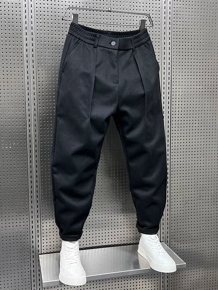 Hose Herren mit doppelten Bundfalten und schmalem Bein - Schwarz #Farbe_Schwarz