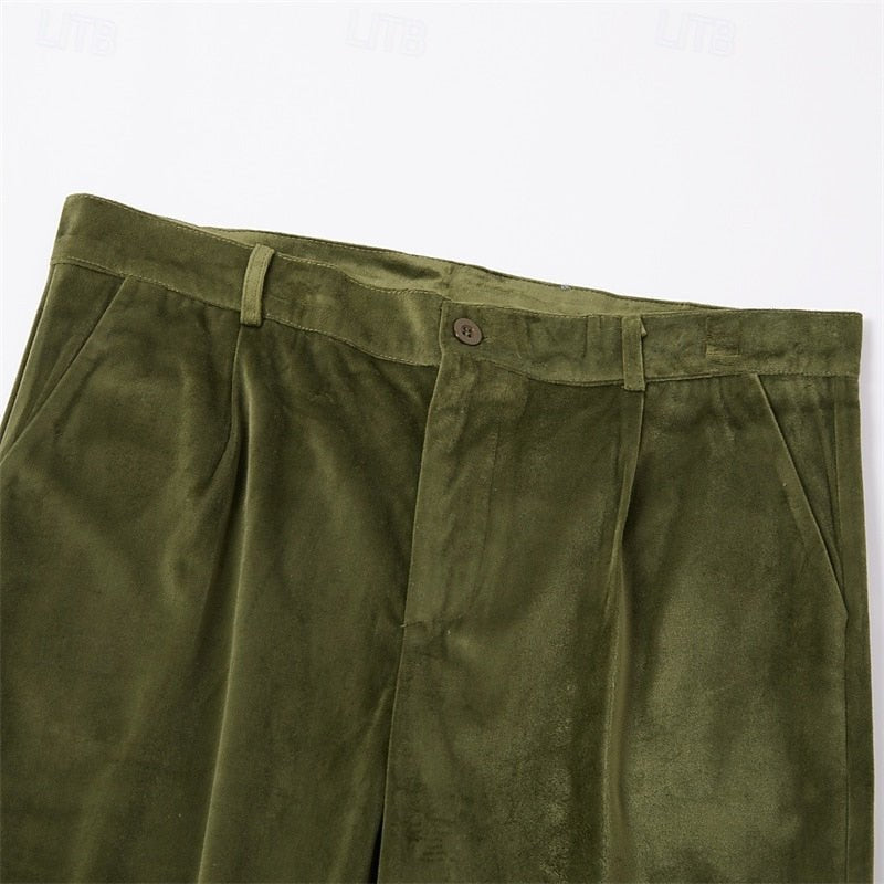 Hose Herren mit feiner Struktur und eingefassten Rücktaschen - Oliv #Farbe_Oliv