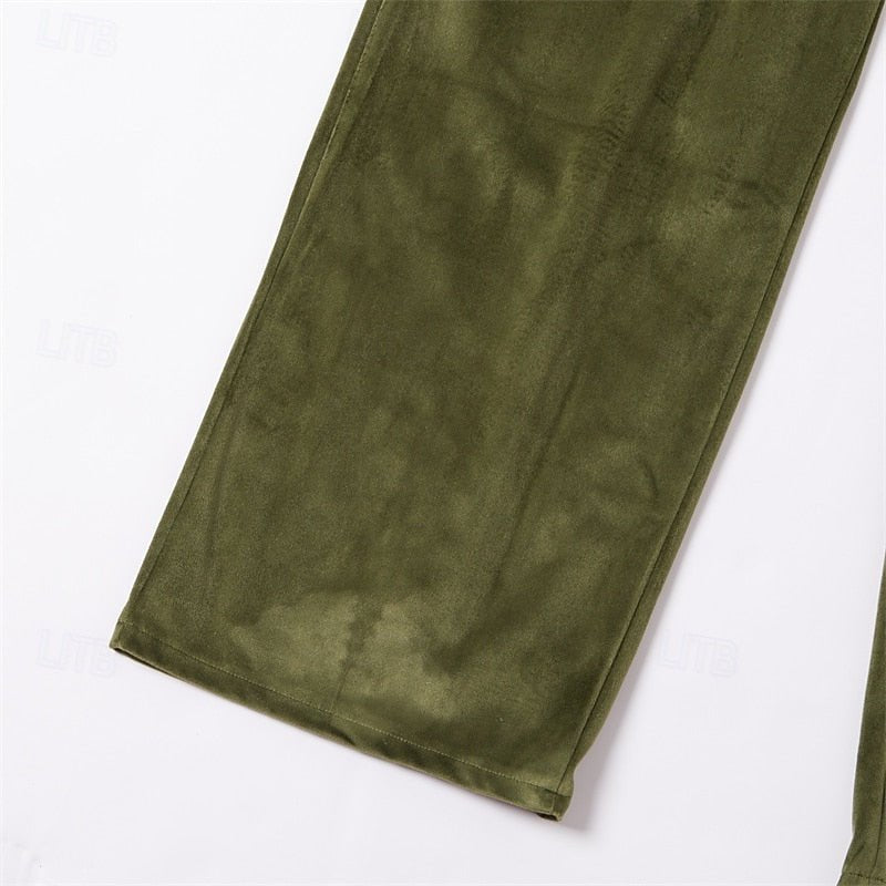 Hose Herren mit feiner Struktur und eingefassten Rücktaschen - Oliv #Farbe_Oliv