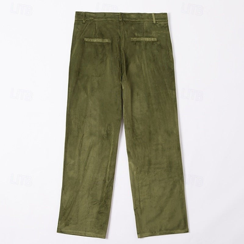 Hose Herren mit feiner Struktur und eingefassten Rücktaschen - Oliv #Farbe_Oliv