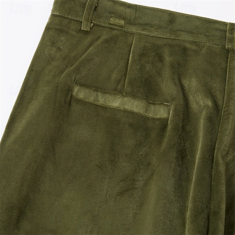 Hose Herren mit feiner Struktur und eingefassten Rücktaschen - Oliv #Farbe_Oliv
