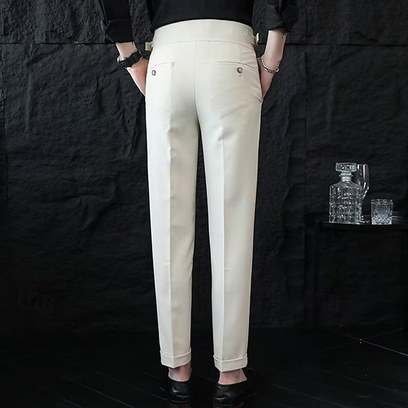 Hose Herren mit hohem Doppelknopfbund und Seitenriegeln - Apricot #Farbe_Apricot
