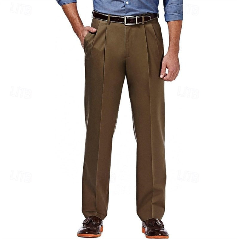 Hose Herren mit langen Bügelfalten und geradem Saum - Kaffeebraun #Farbe_Kaffeebraun