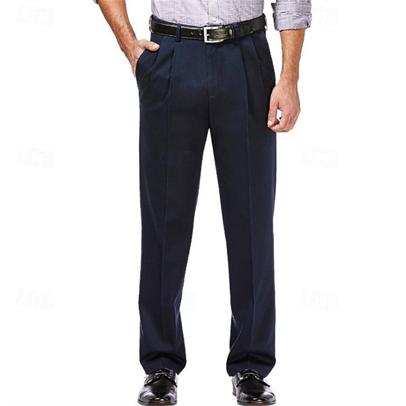 Hose Herren mit langen Bügelfalten und geradem Saum - Marineblau #Farbe_Marineblau