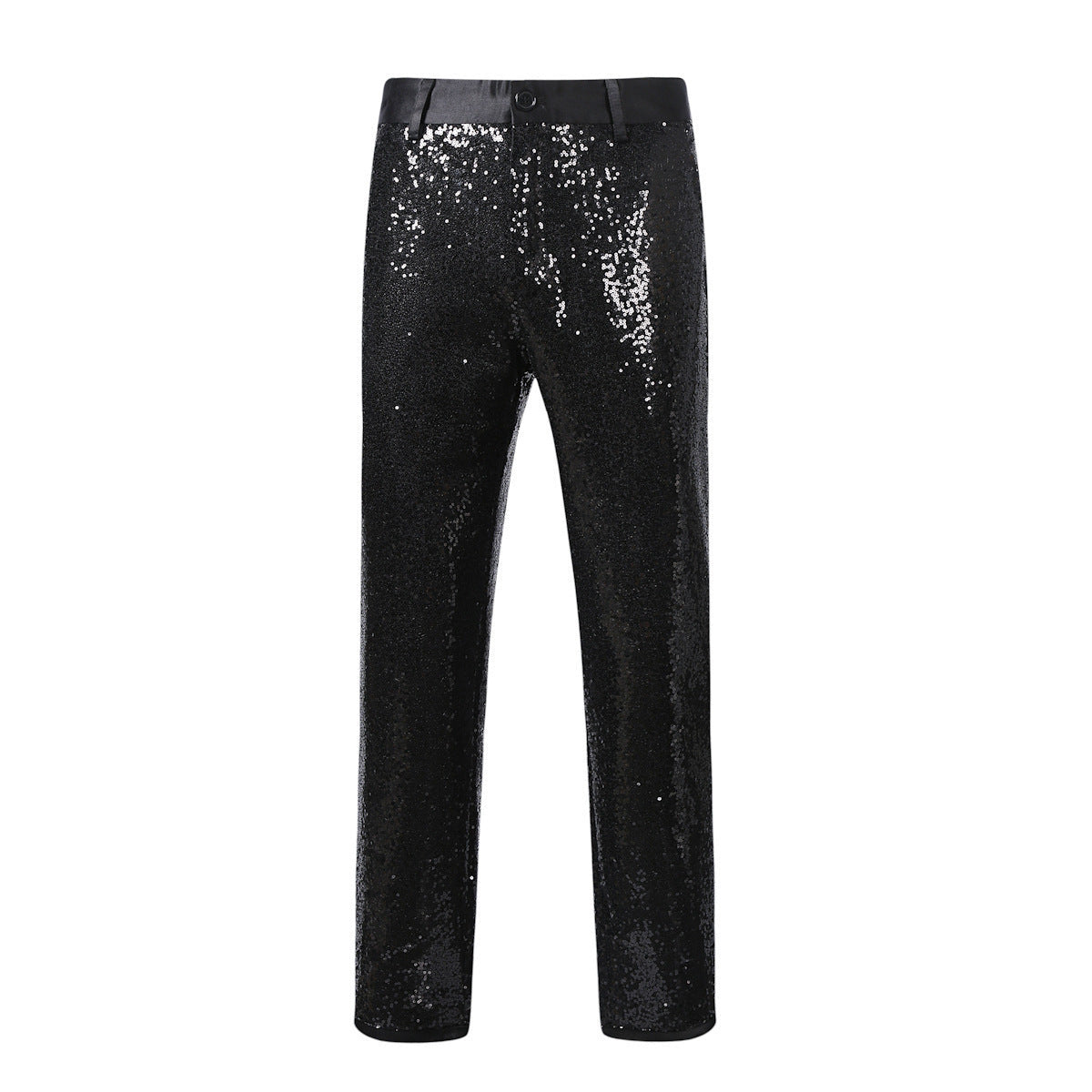Hose Herren mit Pailletten und geradem langem Bein - Schwarz #Farbe_Schwarz
