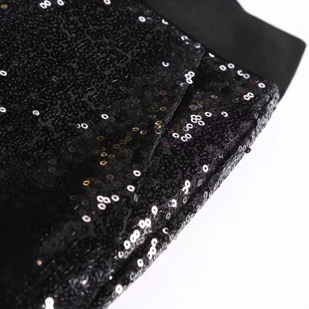 Hose Herren mit Pailletten und geradem langem Bein - Schwarz #Farbe_Schwarz