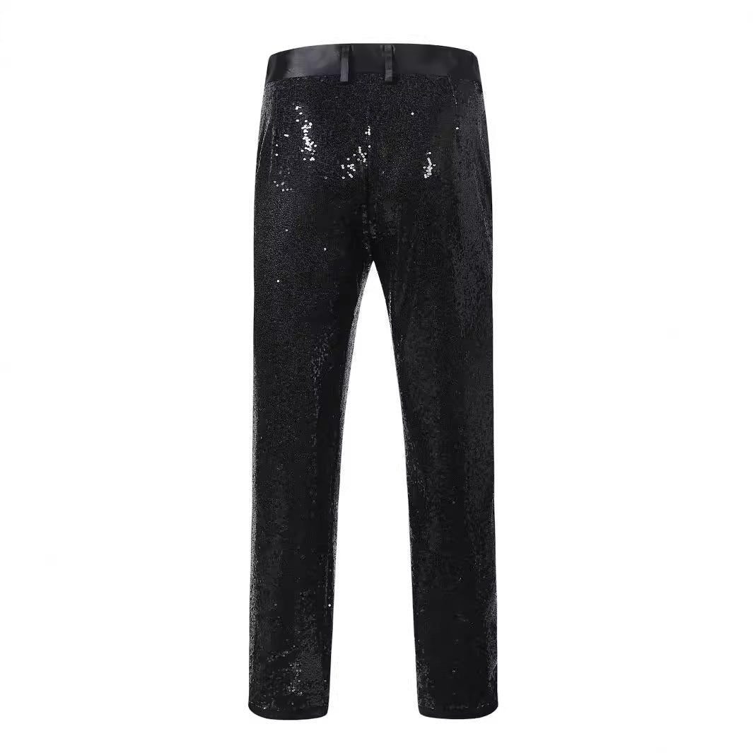 Hose Herren mit Pailletten und geradem langem Bein - Schwarz #Farbe_Schwarz
