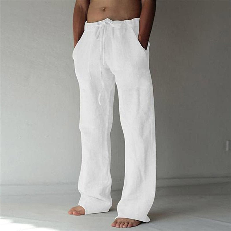 Hose Herren mit weitem Bein und gerafftem Kordelbund - Weiss #Farbe_Weiss