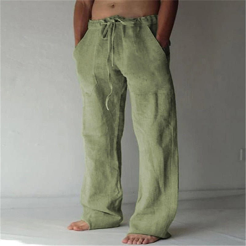 Hose Herren mit weitem Bein und gerafftem Kordelbund - Grün #Farbe_Grün