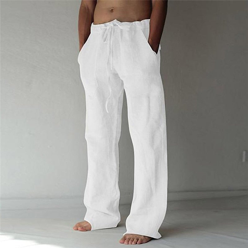 Hose Herren mit weitem Bein und gerafftem Kordelbund - Weiss #Farbe_Weiss