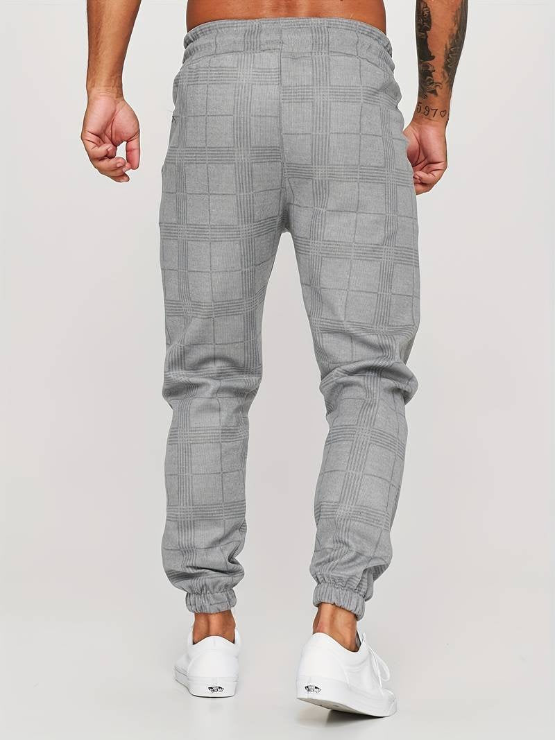 Jogginghose Herren mit feinem Karomuster und Kordelzug - Grau #Farbe_Grau