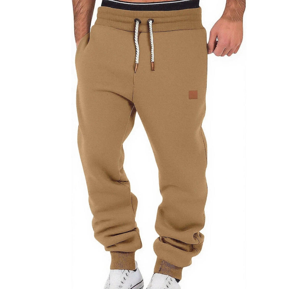 Jogginghose Herren mit heller Kordel und Rippbündchen - Hellbraun #Farbe_Hellbraun