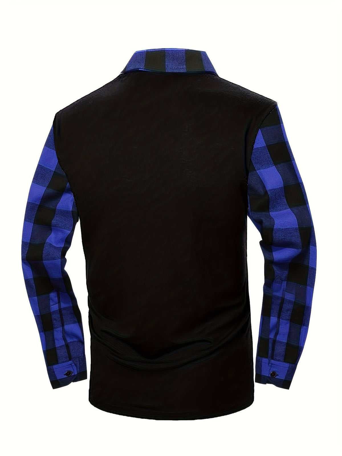 Poloshirt Herren langarm mit Karoärmeln und kurzem Zip - Königsblau #Farbe_Königsblau