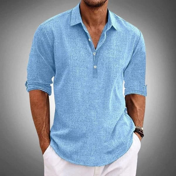 Poloshirt Herren mit gerundetem Saum und Ärmelriegeln - Himmelblau #Farbe_Himmelblau