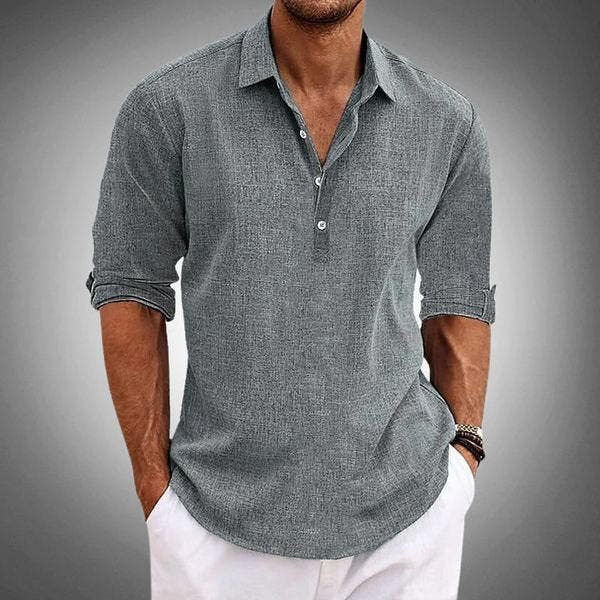 Poloshirt Herren mit gerundetem Saum und Ärmelriegeln - Grau #Farbe_Grau