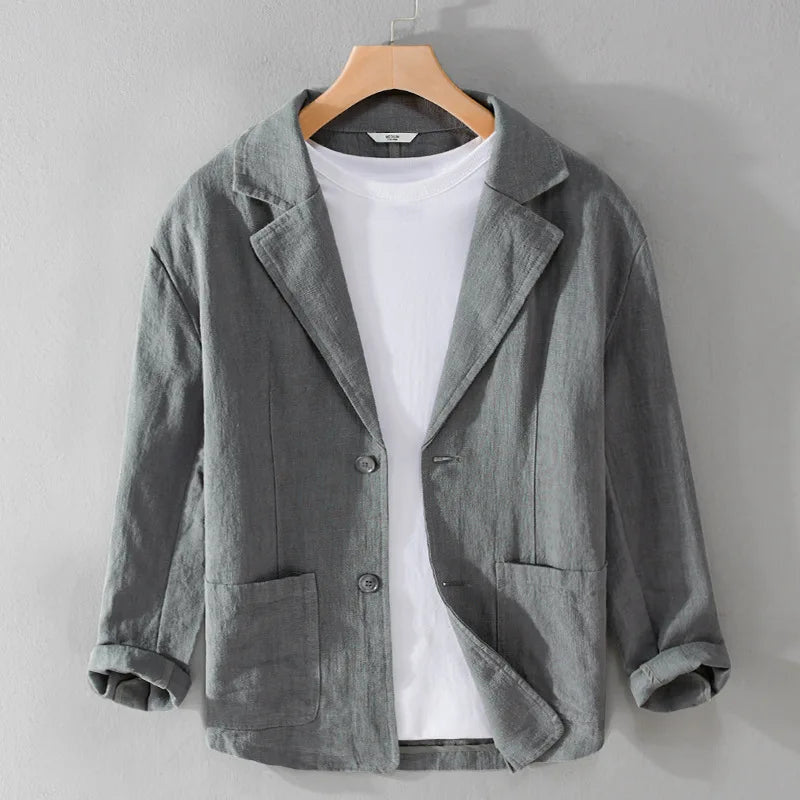 Sakko Herren mit aufgesetzten Taschen und schmalem Revers - Dunkelgrau #Farbe_Dunkelgrau