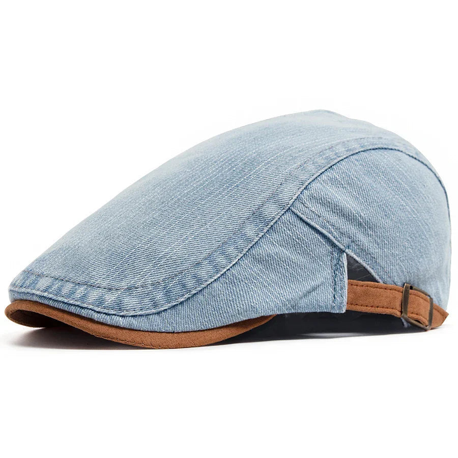 Schiebermütze Herren mit Kontrastkante und seitlichem Riemen - Hellblau #Farbe_Hellblau