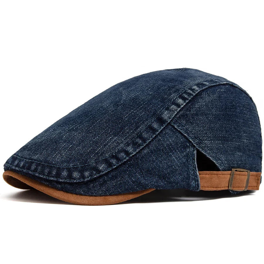 Schiebermütze Herren mit Kontrastkante und seitlichem Riemen - Dunkelblau #Farbe_Dunkelblau